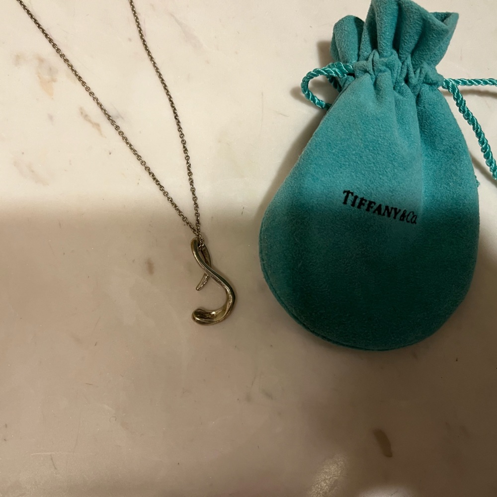 Authentic Tiffany and Co. Elsa Peretti initial necklace “S”